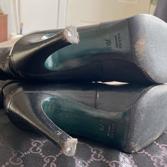 Gucci knee high stiletto boots w gold buckle - Picture 6 of 6